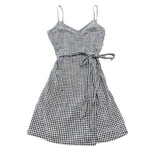 Aerie Navy & White Gingham Wrap Spaghetti Strap Dress Size XS